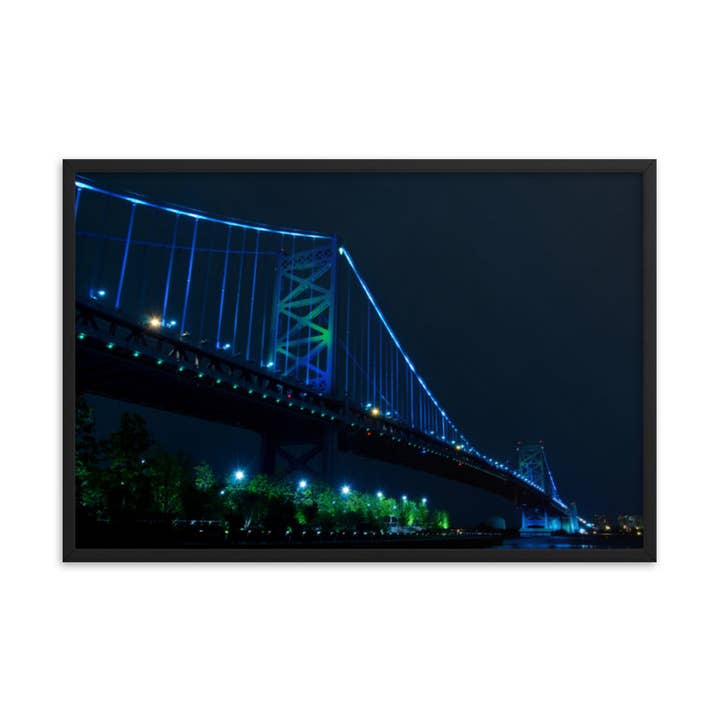 Ben Franklin Bridge Urban Landskabsfoto indrammet vægkunst for engroshandel hos Pipa Wall Art & Home Decor