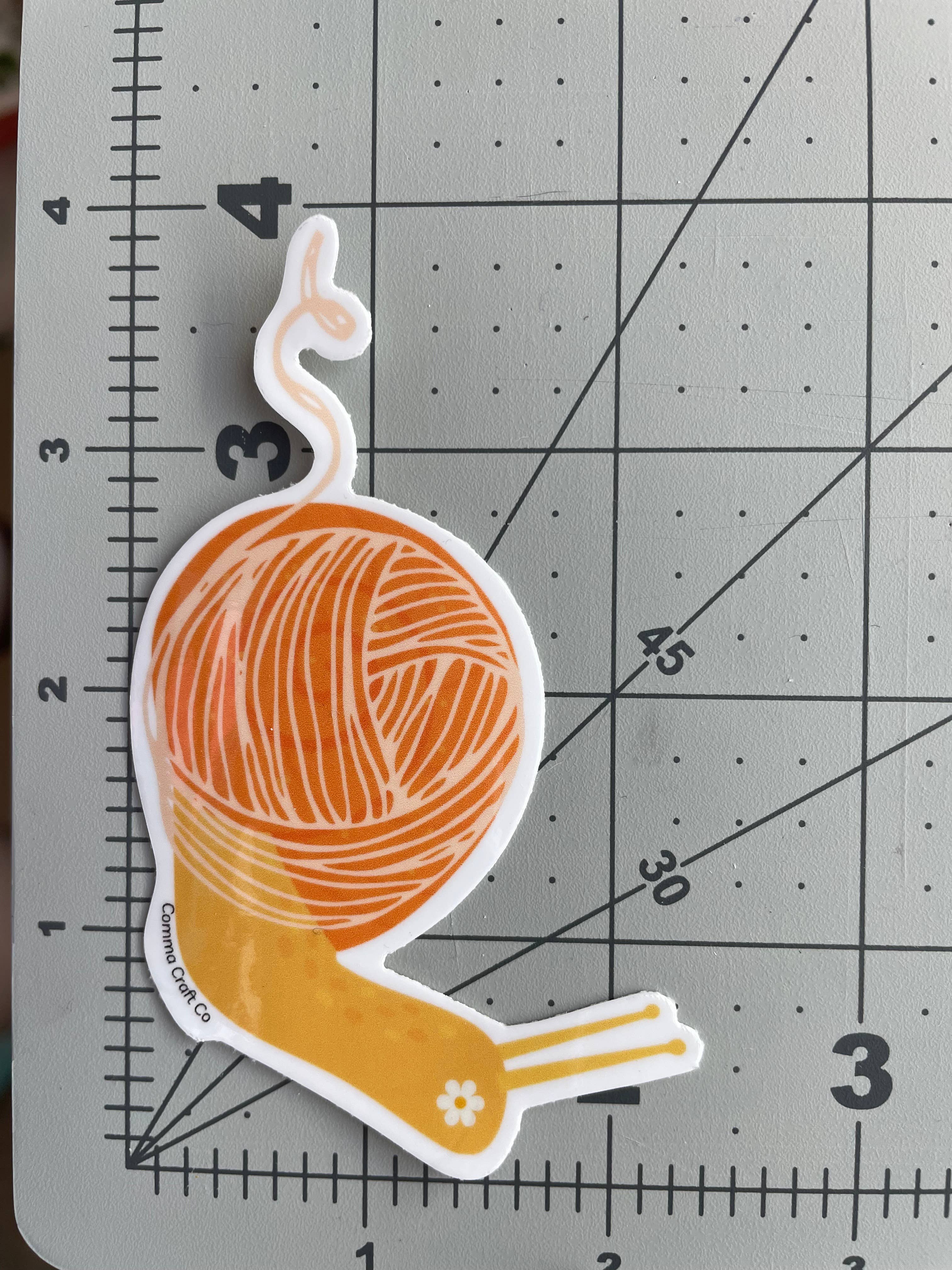 Comma Craft Co - Wholesale Sticker - Vinyl Sticker - Yarn Snail Orange - Crochet Knitting1