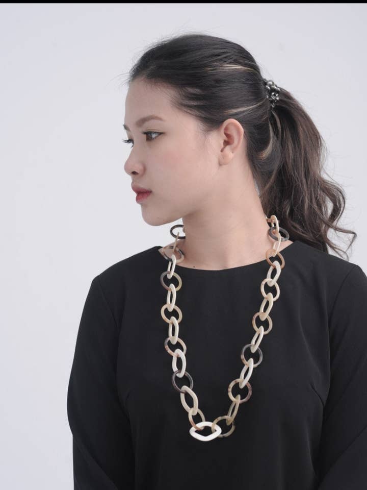 Horn Chain Link Necklace for wholesale by Hala Design