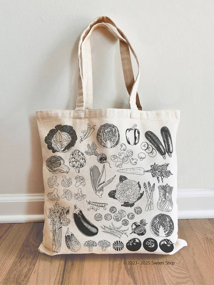 Vegetable Cotton Canvas Tote Bag Reusable Farmers Market Bag for wholesale by Sween Shop