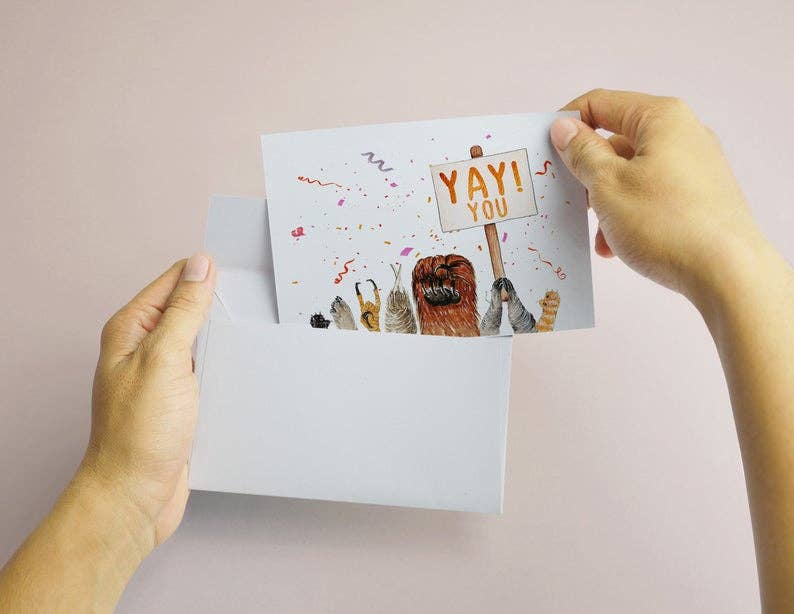 Liyana Studio – wholesale Encouragement card – Animal Paw Yay You - Funny Encouragement Card2