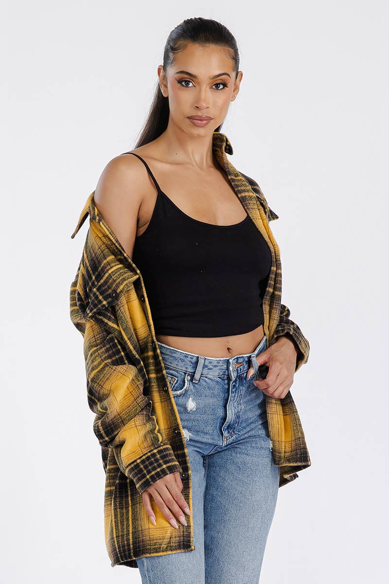 WEIV - Wholesale Shirt Jacket/Shacket - Women's - Boyfriend Oversized Soft Flannel Shacket3