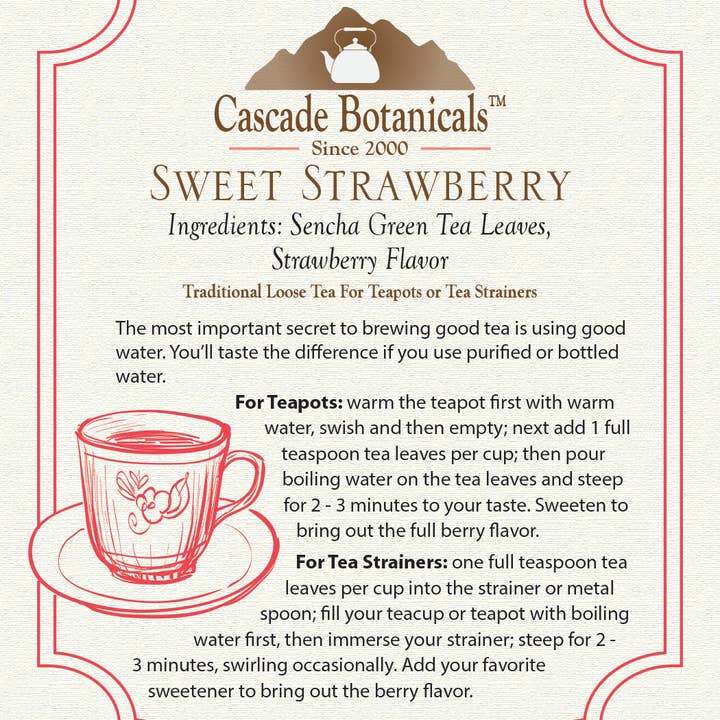Cascade Teas & Botanicals - Wholesale Loose Tea - Sweet Strawberry Green Tea Loose Pack2