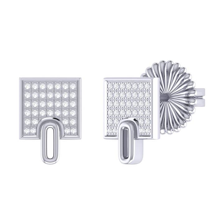 Fortov Square diamant Stud Øreringe i Sterling sølv for engroshandel hos LuvMyJewelry (LMJ)