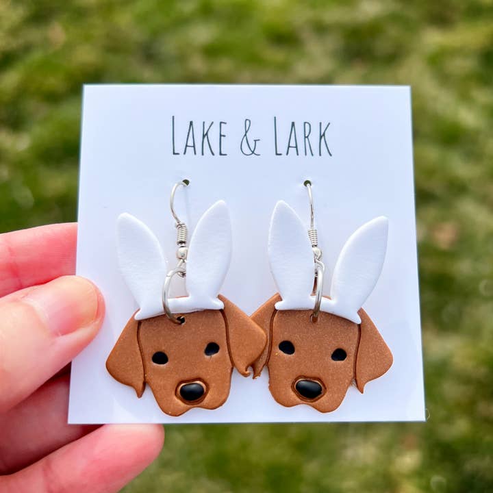 Pendientes Vizsla Dog con forma de conejo de pascua para venta al por mayor de Lake and Lark
