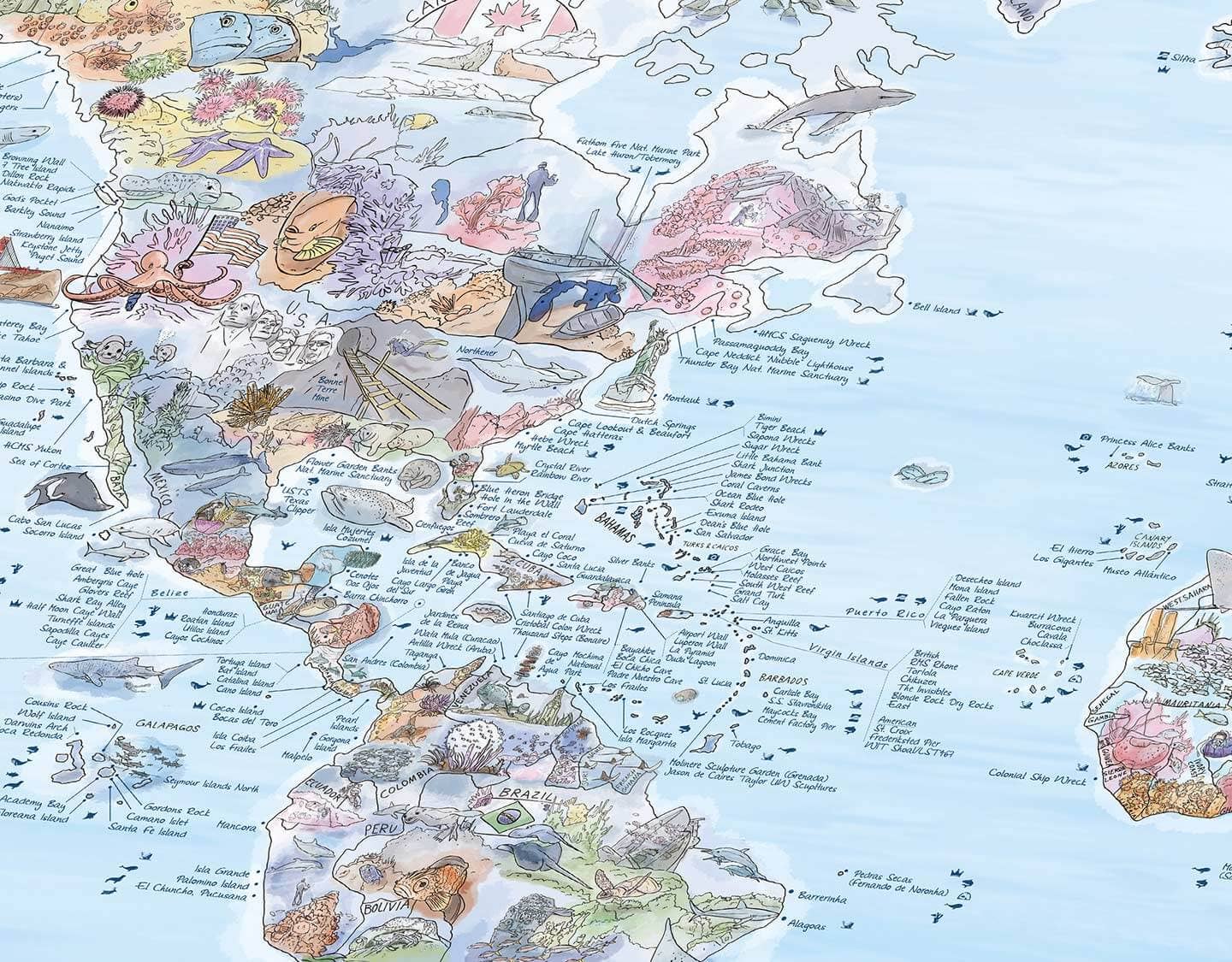 Awesome Maps – wholesale Karta – Dive Map | Världskarta med 500 dykplatser11