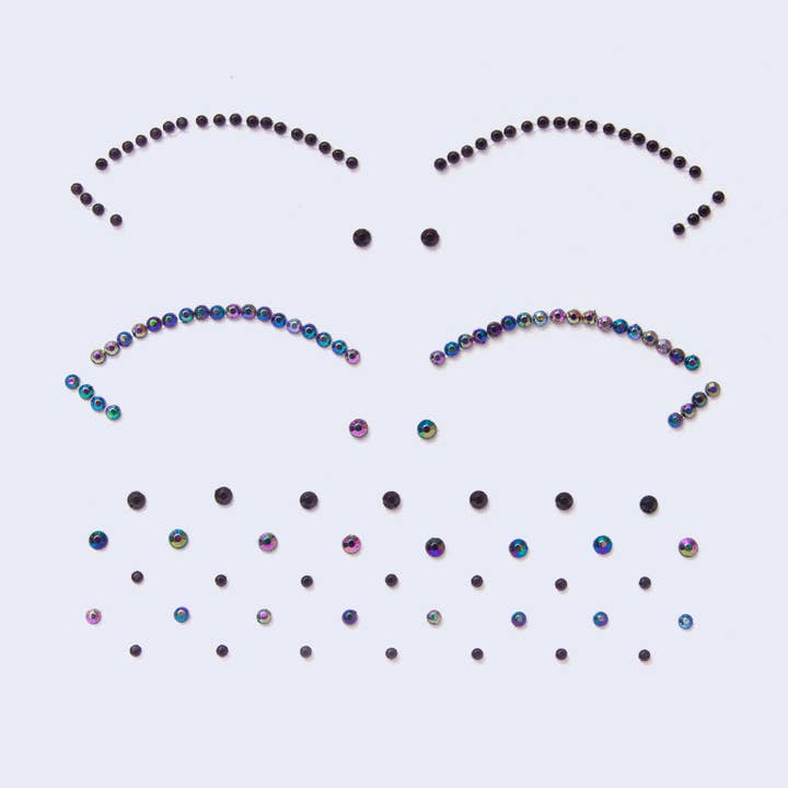 Lunautics - Wholesale Body Glitter/Shimmer - Black Iridescent Cut Crease Face and Eye Jewel Stickers