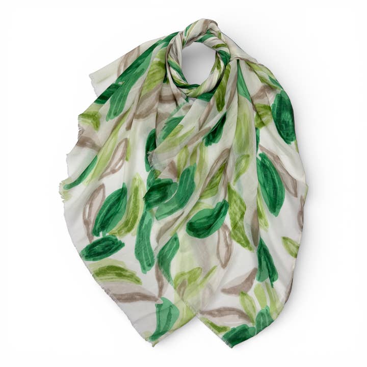 Soft Floral Leaf Print Scarf for wholesale by London Scarves