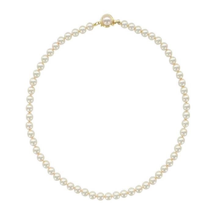 France Mineraux – wholesale Beaded/pearl necklace – White Majorcan Pearls Necklace - 6mm Ball Beads