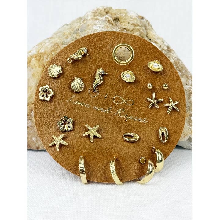 GOLD All about Beach Theme Earrings for wholesale on Faire3