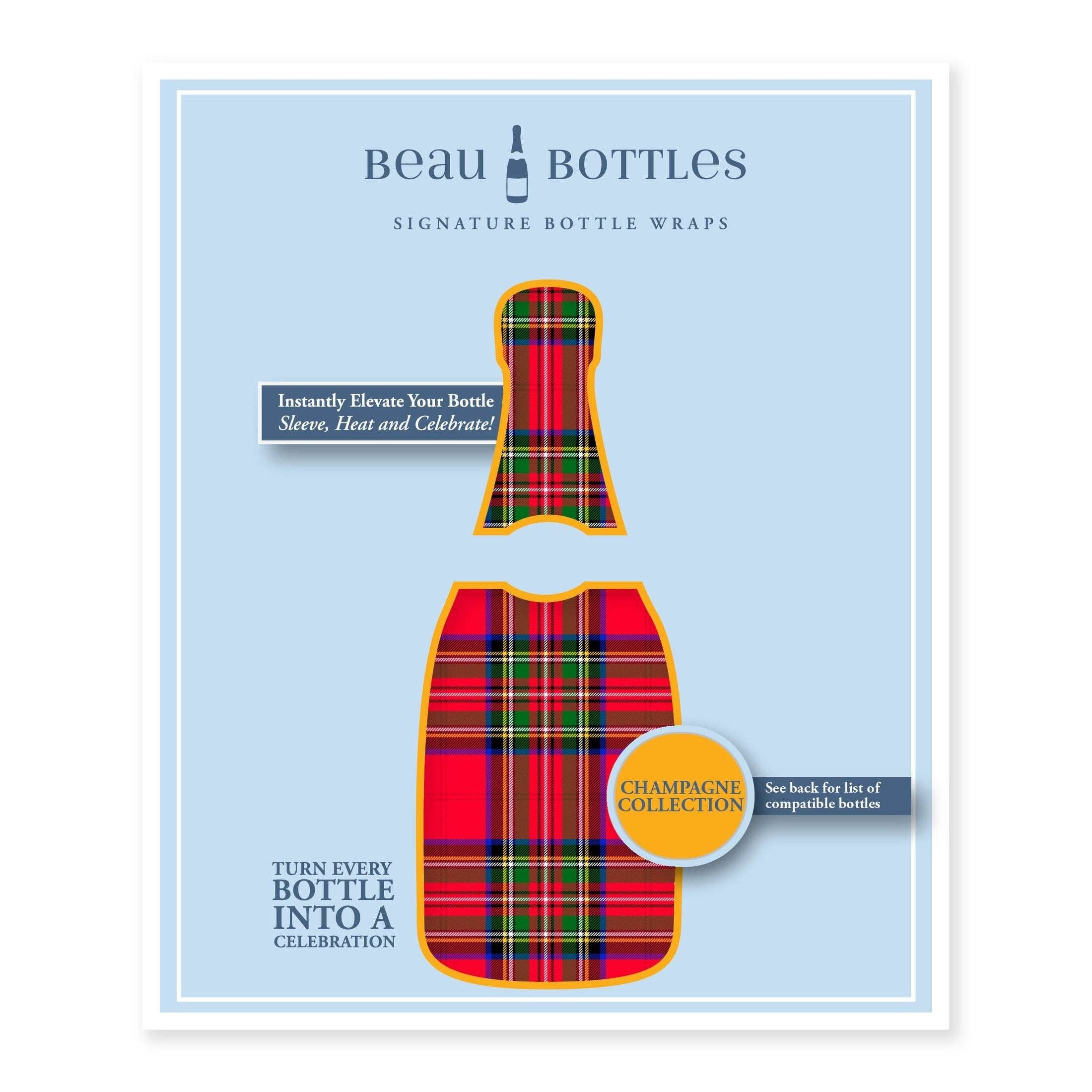 Beau Bottles – wholesale Wine gift bag – Beau Bottles Red and Green Christmas Tartan - Champagne Collection5