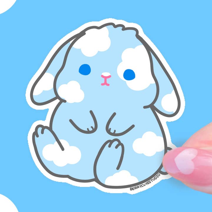 Cloud Lop Bunny Vinyl Sticker for wholesale by BerryCuteStudio