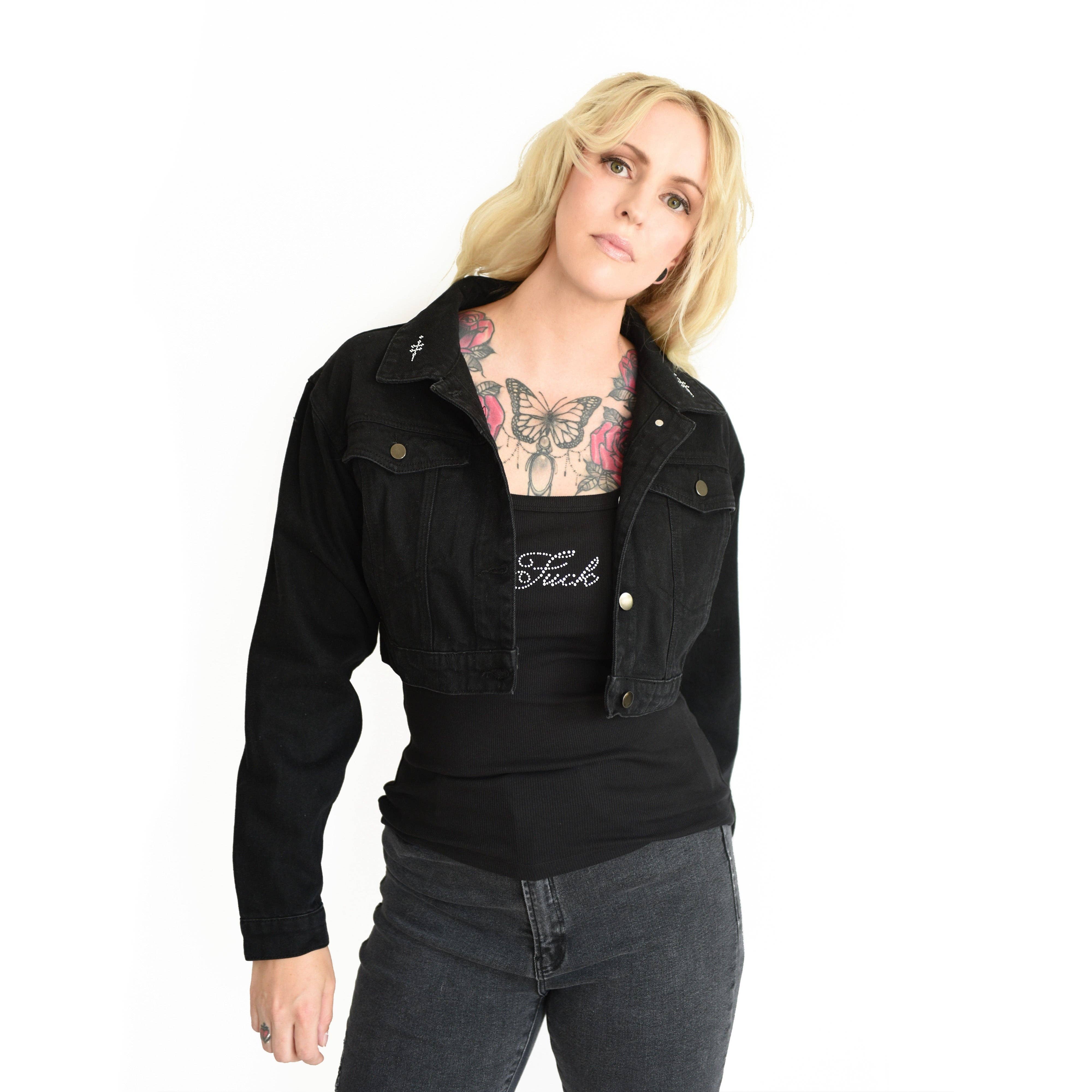 Pour la Rebelle - Wholesale Denim Jacket - Women's - Sinner Crop denim jacket2