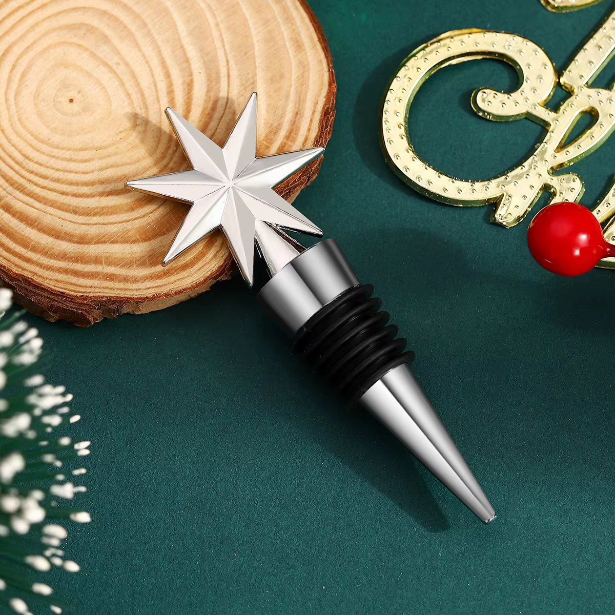 Sostraw & SmartThings - Wholesale Wine Stopper - Christmas Bottle Stopper - Star, Santa, Car - Gold or Silver2