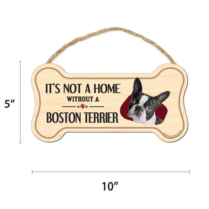 Imagine This Company - Wholesale Sign - Boston Terrier Bone Shaped Wood Sign1