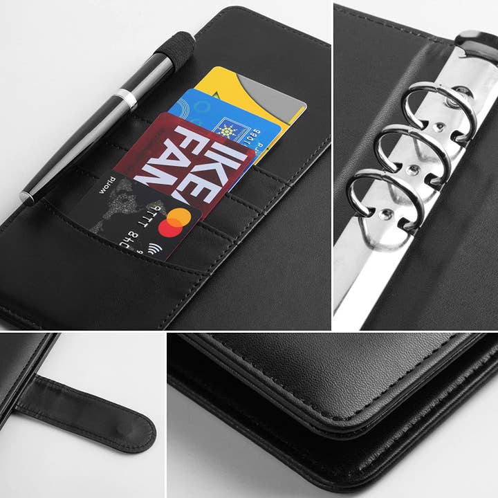Mr. Pen - Wholesale Planner - Planner Binders,A6, Black, Leather Notebook Cover, Composition Notebook Cover Refillable, Wallet Binder, Planner Binder 6 Ring, Leather Ring Binder, Refillable Notebook Binder6