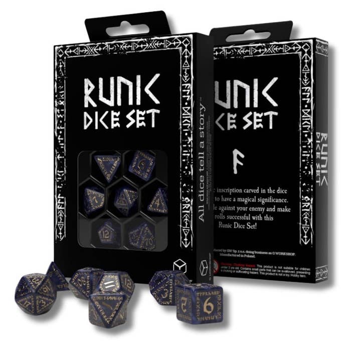 Set de dés Runic Mixed-blue & Gold Q-WORKSHOP pour la vente par Cardshouse