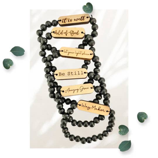 Loved and Blessed Stacking Bracelets - Charms, Stone Beads, Faith
