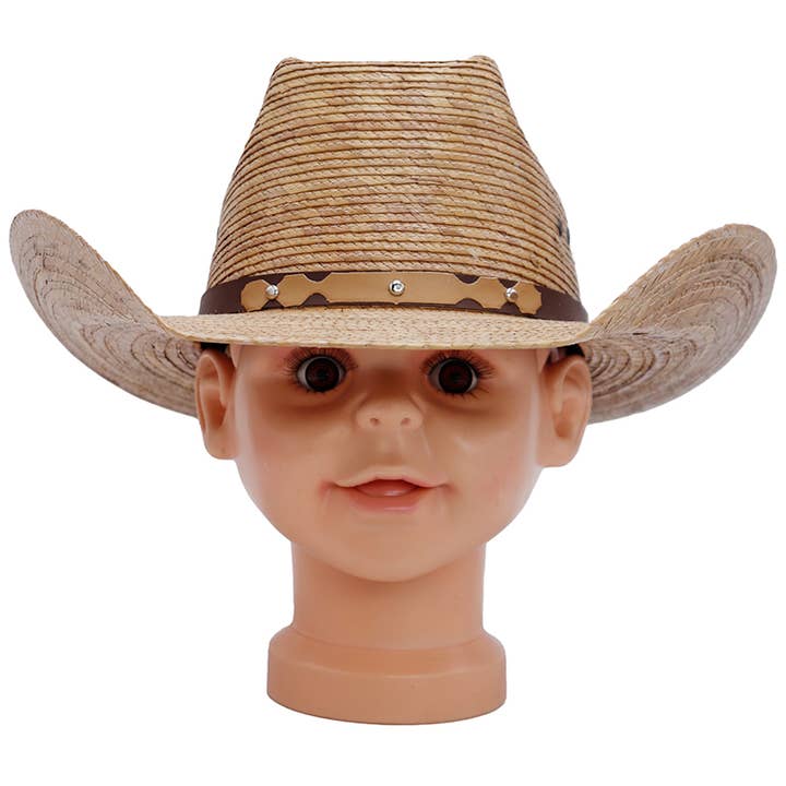 Cap Zone – Großhandel Cowboyhut – Kinder – Biggs Crown Cowboyhut aus Palmblatt-Stroh für Kinder1