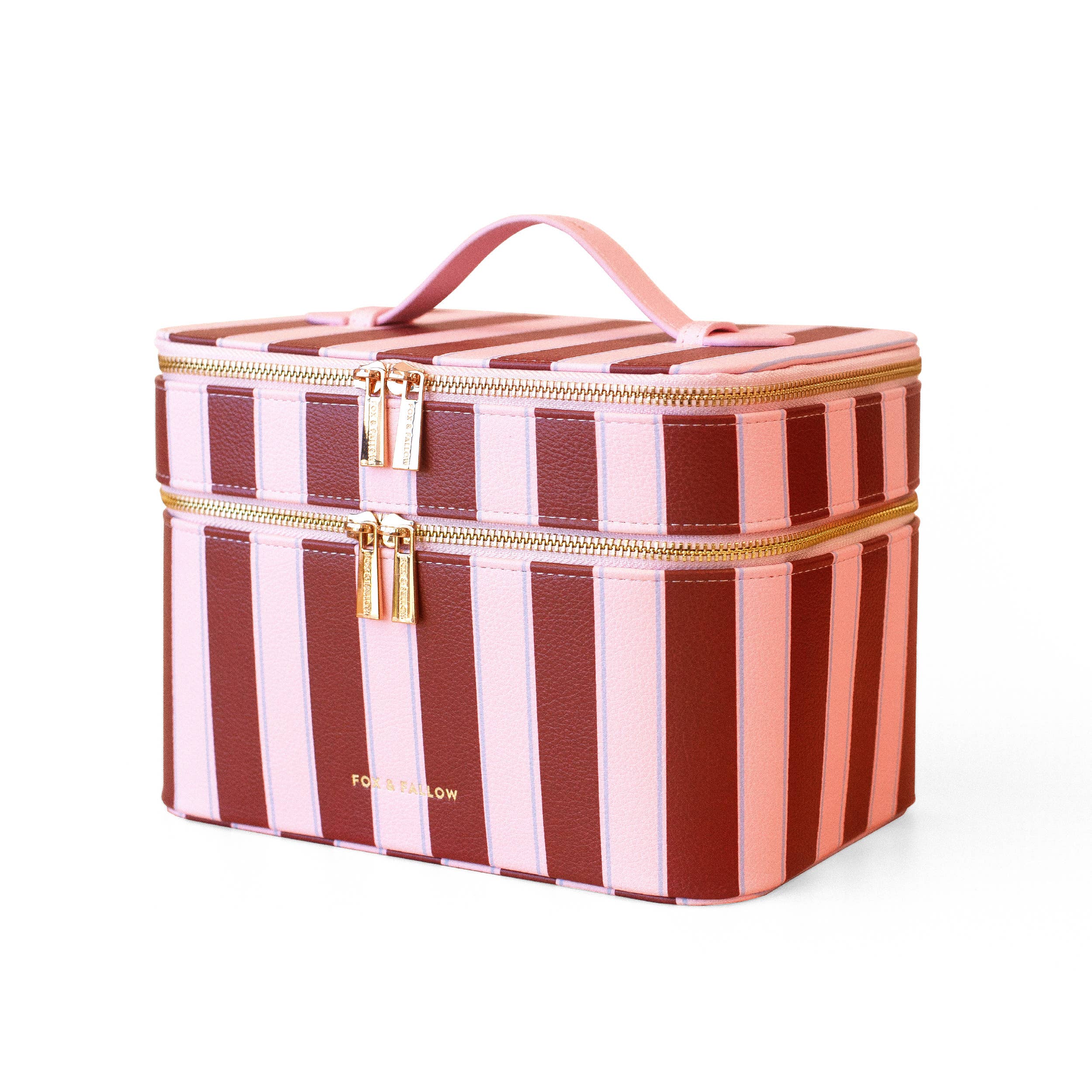 Fox & Fallow - Wholesale Makeup/Cosmetic Bag - Burgundy Stripe Vanity Case