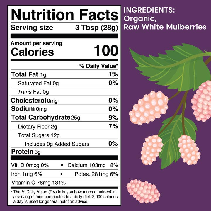 Wilderness Poets - Wholesale Dried/Dehydrated Fruit - Organic White Mulberries