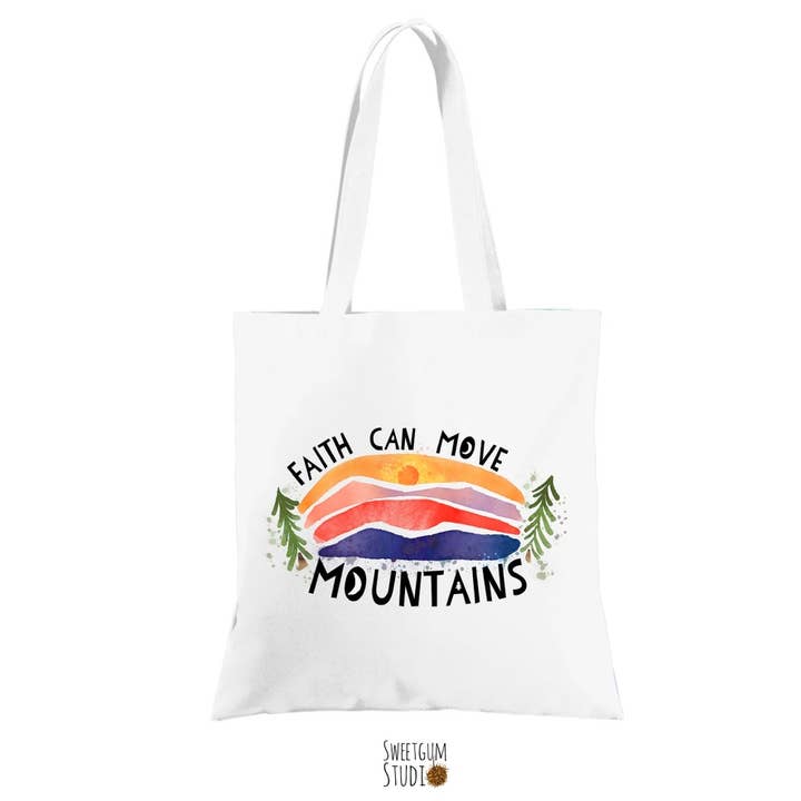 Faith Can Move Mountains Tote for wholesale by Sweetgum Studio