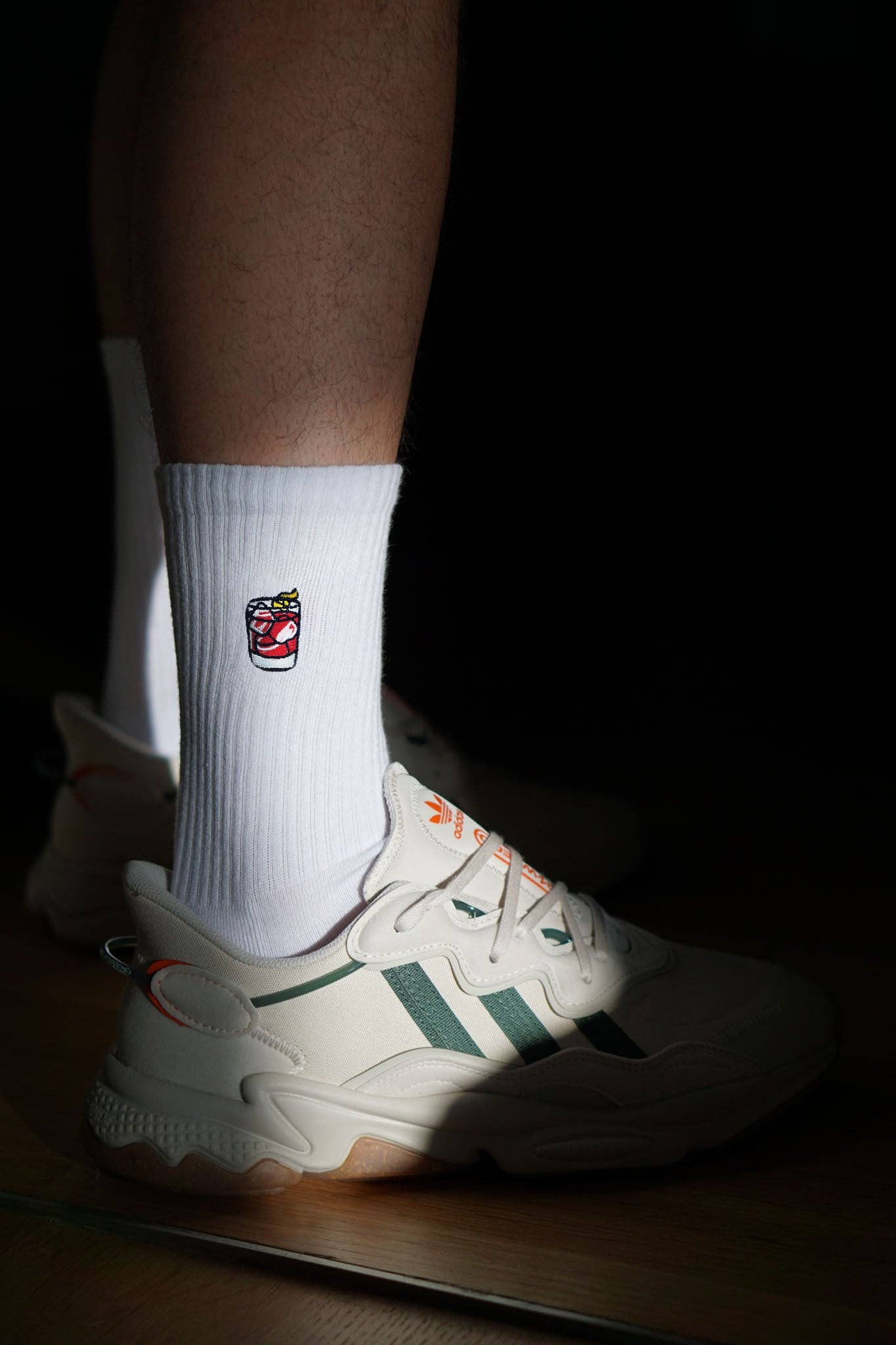 white Negroni | Embroidered organic cotton socks for wholesale on Faire4