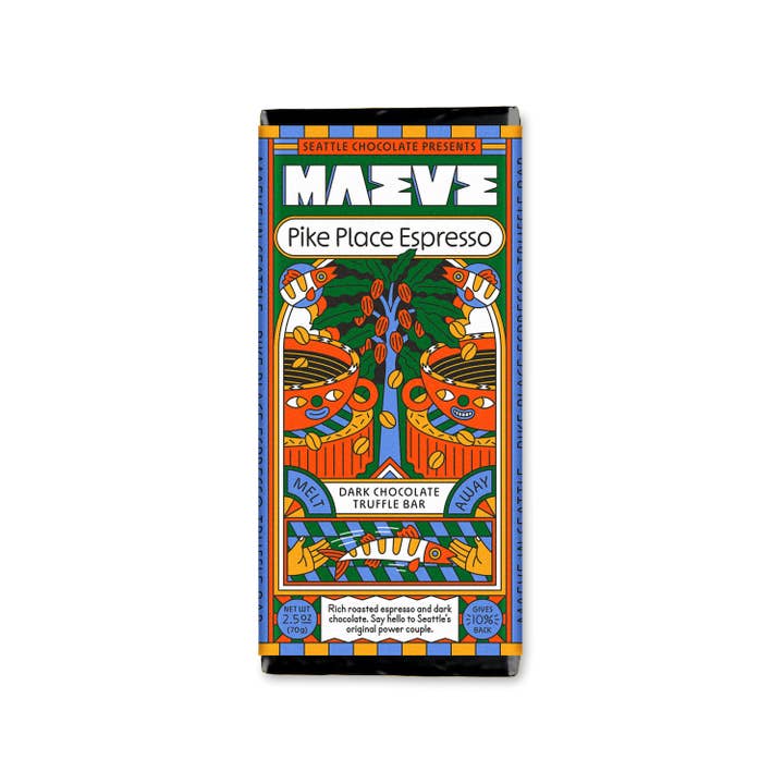 Seattle Chocolate Presents Maeve - Wholesale Chocolate Bar - Everyday Truffle Bar Shipper - 72ct