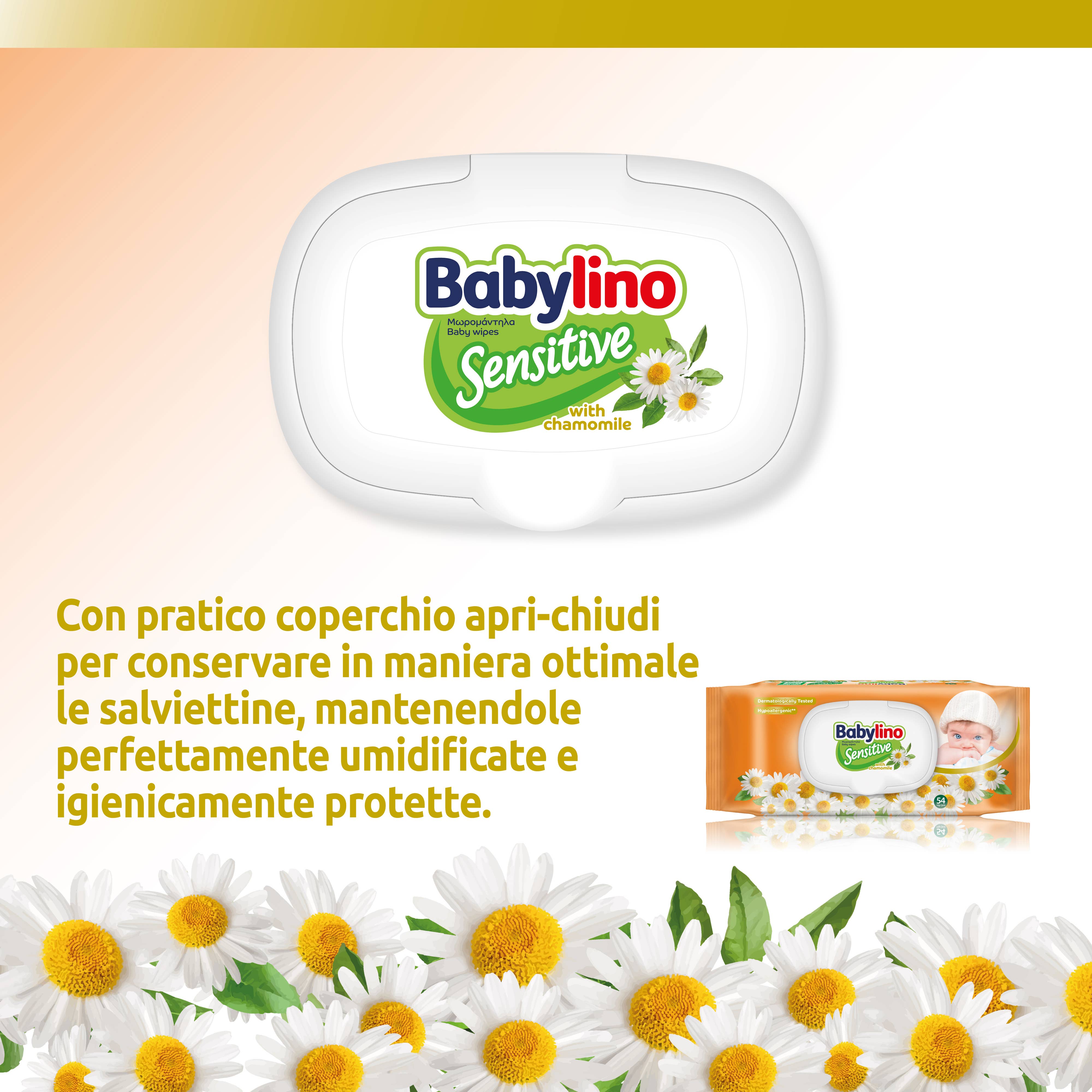Babylino - Wholesale Face & Body Wipes - Baby - Babylino Sensitive Wipes with Chamomile, 98% Natural, 54 Pcs4