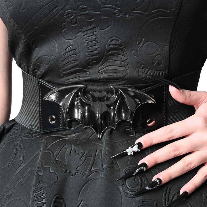 Kreepsville - Wholesale Belt - Women's - Elastic Waist Belt Bat Black2