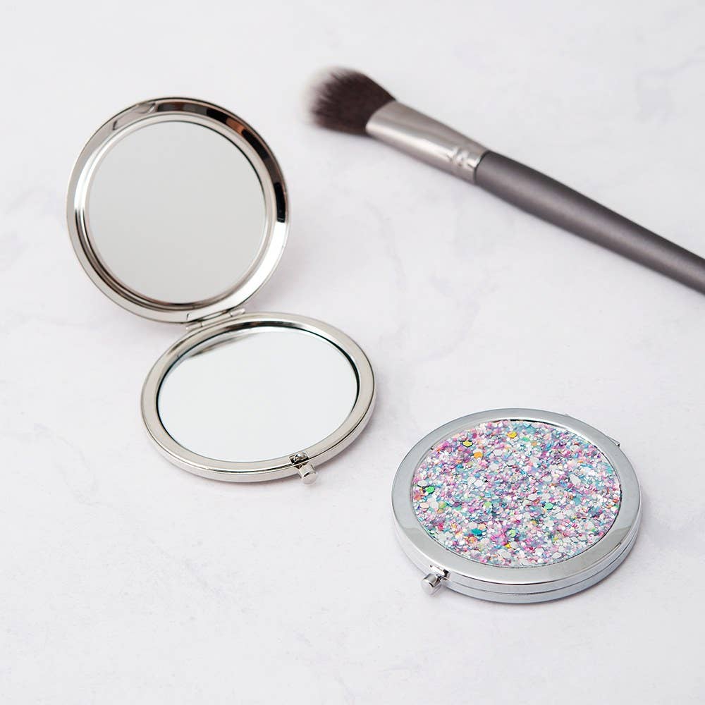 Weddingstar Inc. - Wholesale Compact Mirror - Silver Rainbow Glitter Compact Mirror5
