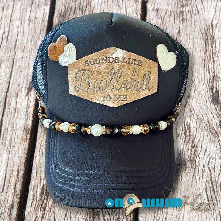 Sounds Like BS Handmade Trucker Hat w/ Genuine Cowhide Patch for wholesale by On a Whim Hats