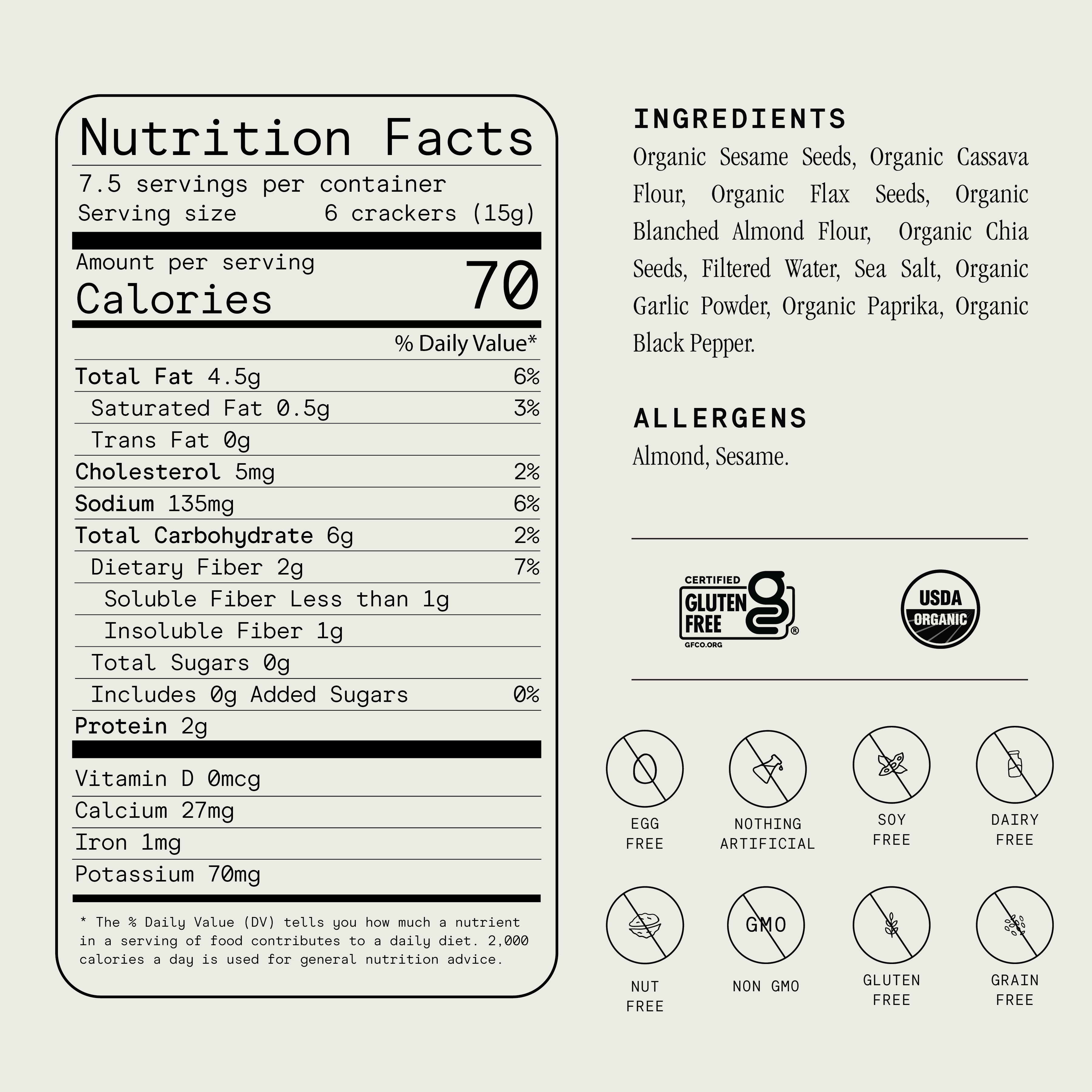 Julian Bakery - Wholesale Crackers - Organic Seed Crackers - Salt & Pepper 4oz3