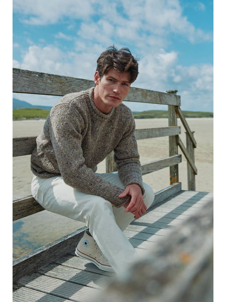 Aran Woollen Mills - Vente Pull en maille – homme - Pull homme col roulé en tweed Raheen - Avoine5