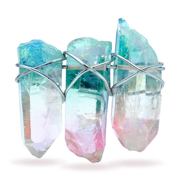 Kavajsnål i kvartskristall - aqua/rosa för wholesale av Kingpinz