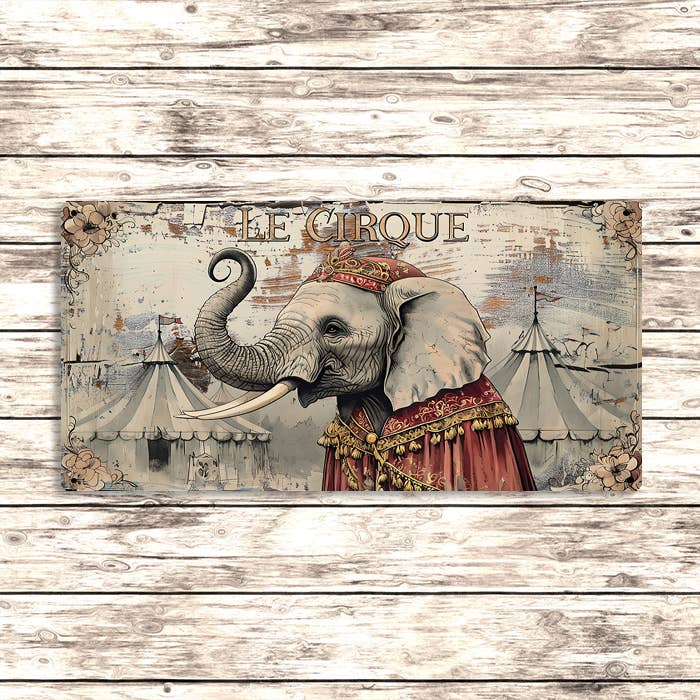 The British Metal Signs Company - Vendita all'ingrosso Stampa artistica - Insegna in Metallo Le Cirque – Decorazione Vintage con Elefante del Circo Francese2