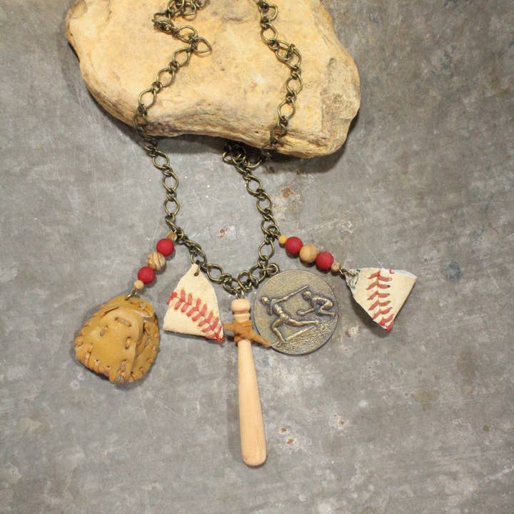 The Primitive Peddler, Inc. - Wholesale Pendant/Charm Necklace - Take Me Out To The Ballgame Vintage Charming Necklace5
