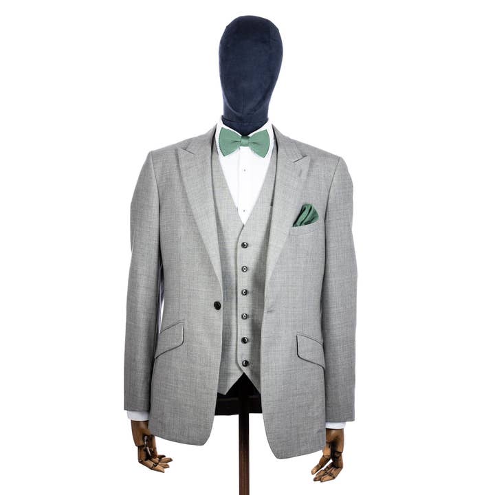 Sage green bow tie and pocket square set for wholesale by Broni&Bo