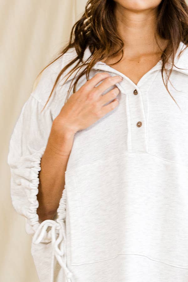 BUCKETLIST INC - Vente Tunique – femme - T2195 Haut uni surdimensionné à manches nouées et à lacets9