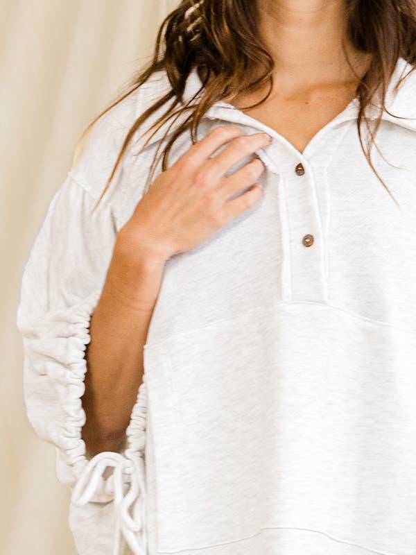 BUCKETLIST - Wholesale Tunic – Women’s - T2195 Oversized Drawstring Tie Sleeves Detail Solid Top9