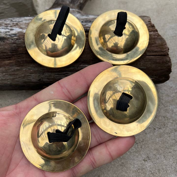 Lungta Imports - Wholesale Musical Instrument - 2 Pairs Brass Finger Cymbals Zills for Belly Dancing