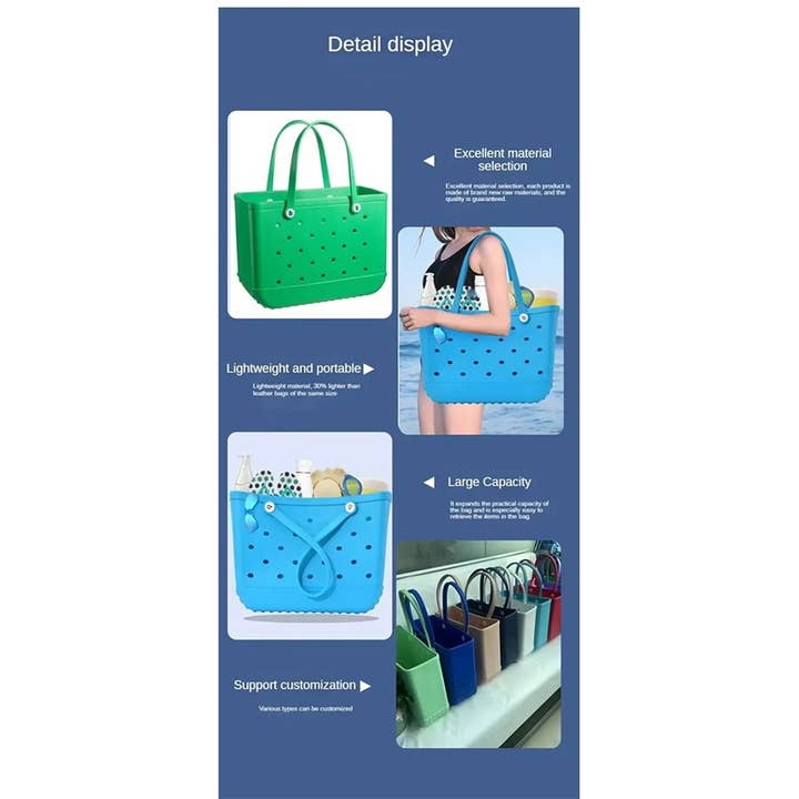 Paperdoll - Wholesale Tote Bag - Women's - Summer Rubber Tote Solid Color Jelly Beach Bags6