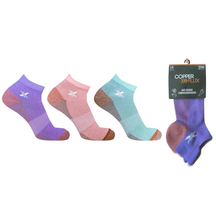 SOCQUETTES INFUSÉES DE CUIVRE (3 PAIRES EMBALLÉES ENSEMBLE) pour la vente par The American Gift Company (TAGCO)