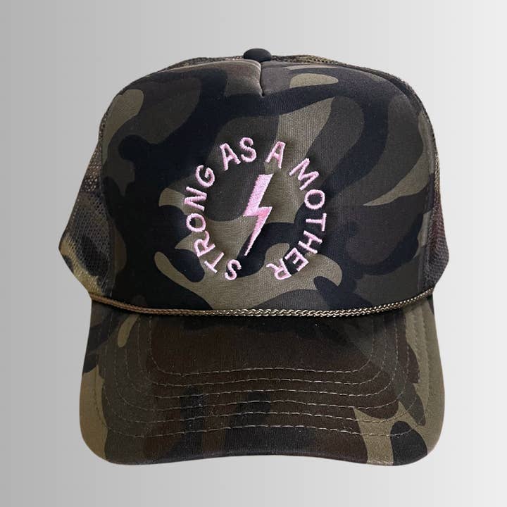 Strong as a mother® Embroidered Trucker Hat - Camo for wholesale by Mother Hats