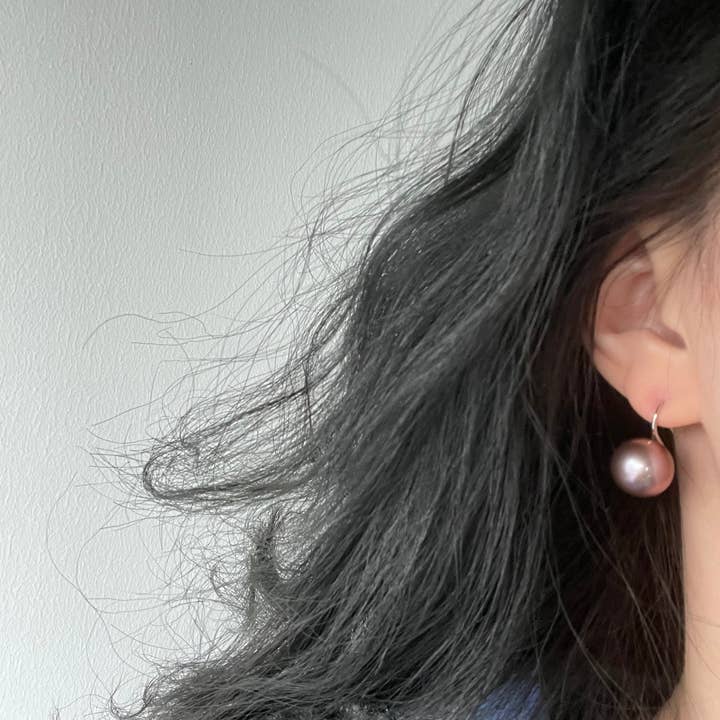 ZEN&CO Studio - Vente Boucles d'oreilles pendantes - Boucles d'oreilles goutte en perle violette MERLOT1