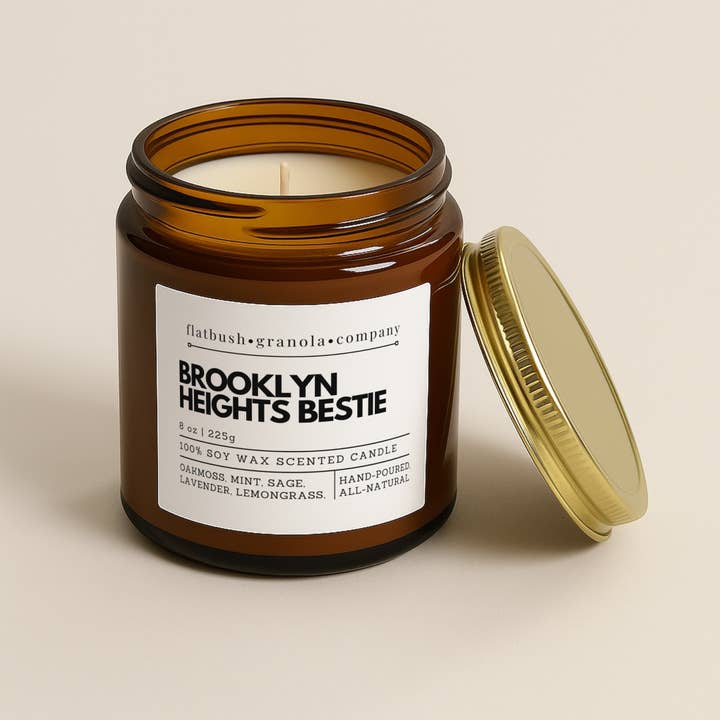 Brooklyn Heights Bestie 100% Soy Wax Candle for wholesale by Flatbush Granola Company