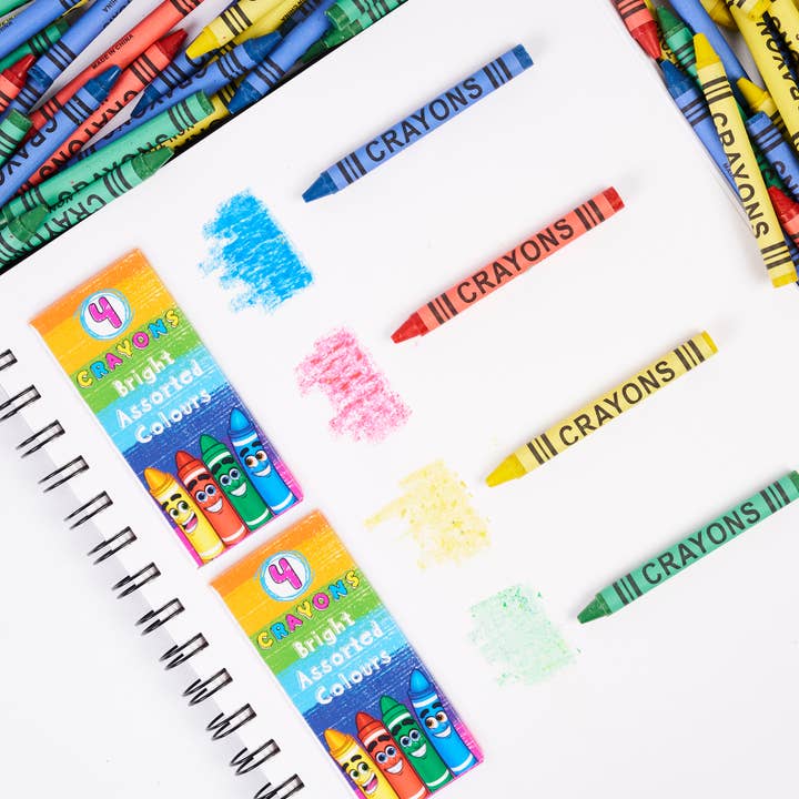 The Twiddlers - Wholesale Crayons - Kids & Baby - 144 Boxes of Mixed Coloured Wax Crayons - 4 Crayons per box6