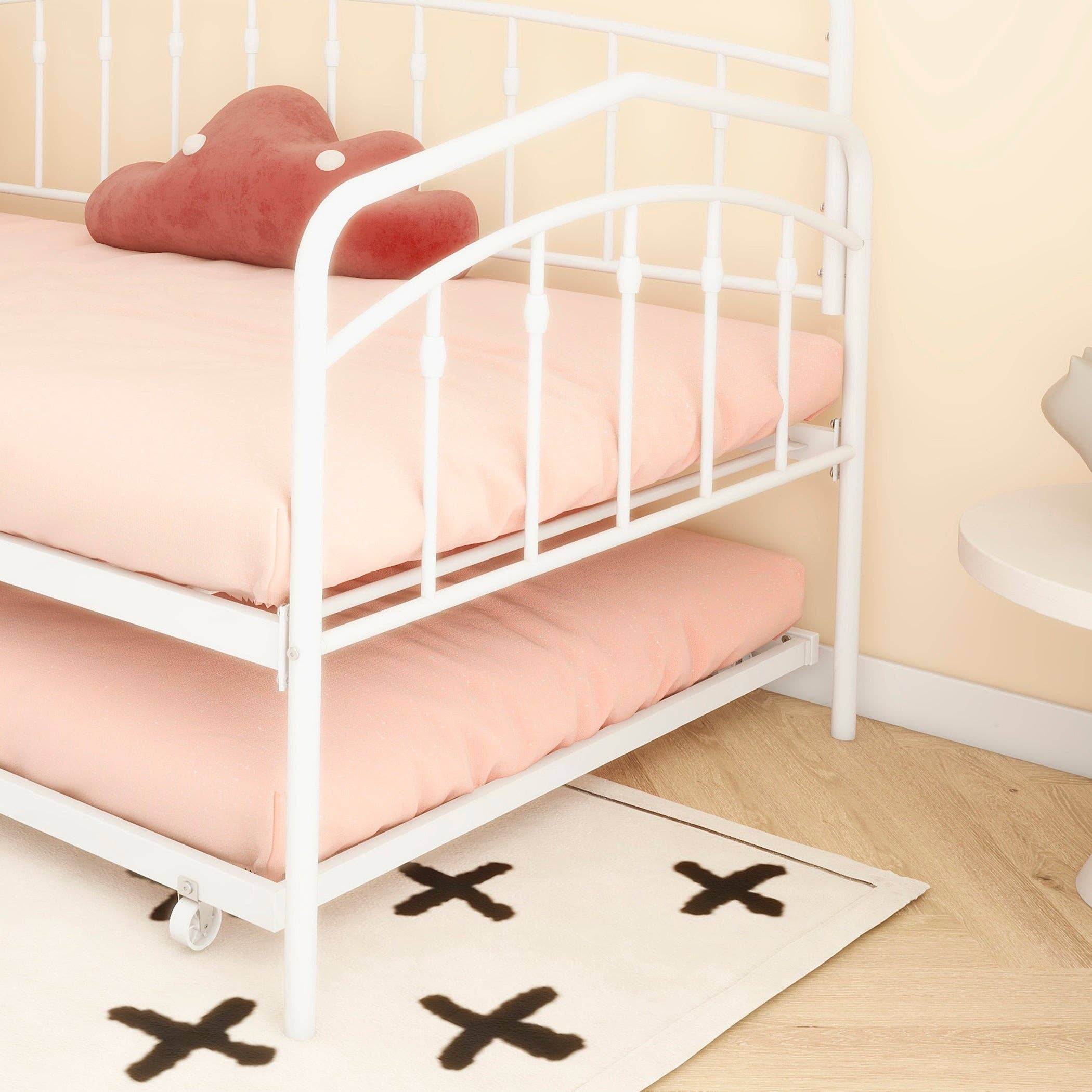 Orange County Decor - Wholesale Bed - Kids & Baby - Fox Twin Daybed With Twin Trundle, White Box Spring Not Required Twin White Metal Bedroom Daybeds Metal4