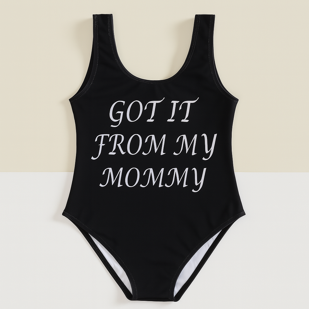 Fennco Styles - Vendita all'ingrosso Costume intero - Bambini - Costume intero nero "GOT IT FROM MOMMY" mamma-figlia0