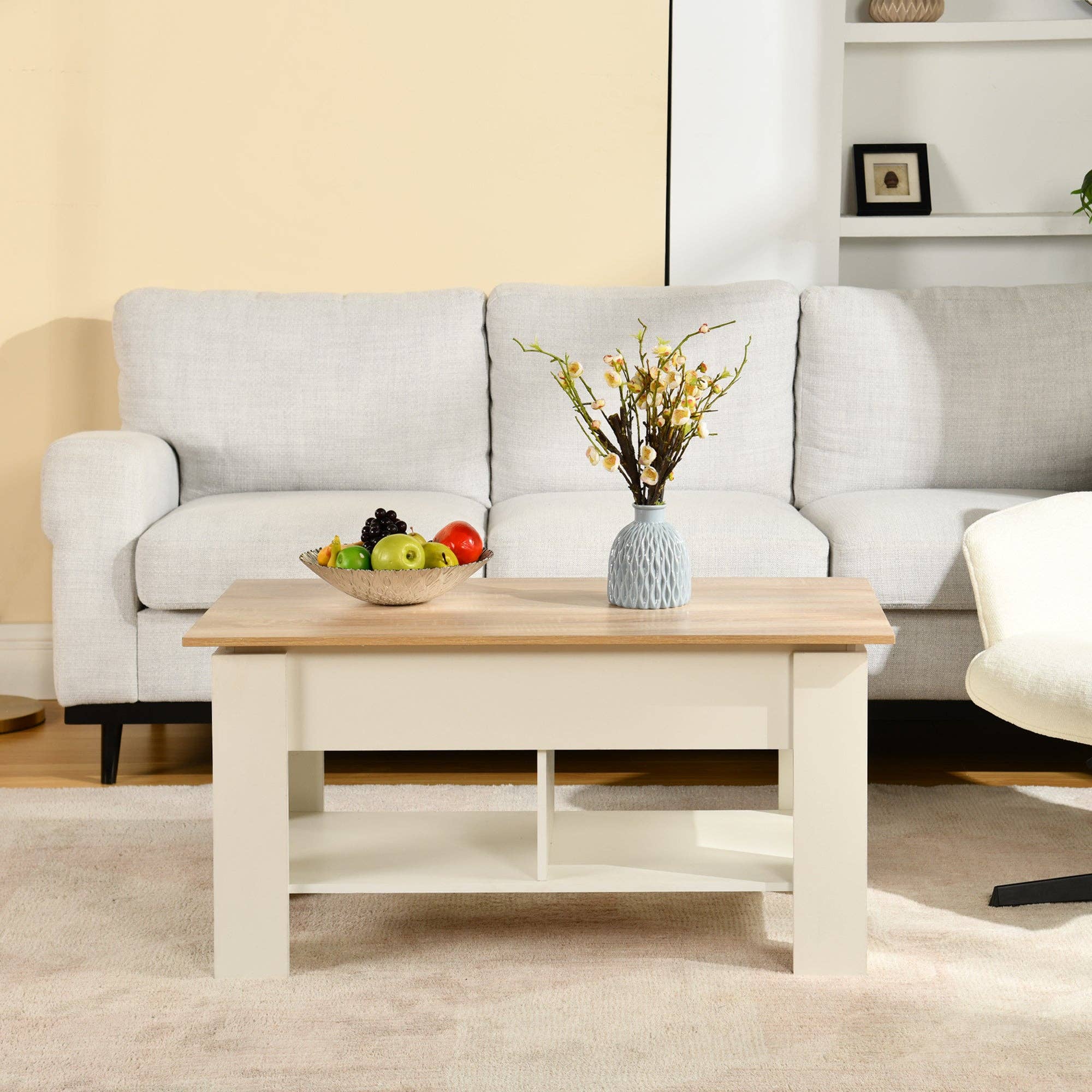 Urban Meuble - Wholesale Side Table - Lift-top coffee table with wood effect and white 96*50 ELOT WHITE OAK 963